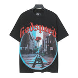 high version gods short sleeve heavy weight washed fog high street skull pure cottonprinting round