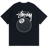 Summer running volume stussy short-sleeved t-shirt dice black eight ice cream comfy basics american couple summer t