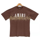Cross-border wholesale correct version am splash ink flow paint camouflage starry sky graffiti letter short-sleeved high street couple t