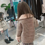 Girl Jacket Girls' Coat Plaid Autumn and Winter Clothing