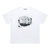 trap gradient letter tiger head short sleeve european and american high street trap star printing t-shirt loose s