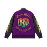 Unisex Baseball Jersey gradual change embroidered print jacket