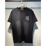 Wholesale amri splatter paint letter logo short sleeve t-shirt couple outfit high quality pure cotton shorts set