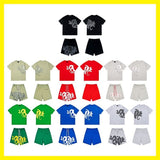 Synaworld american streetwear hip-hop foam print short sleeve sports five-point shorts casual t-shirt set dr