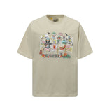 Gallery european and american couple wear plus size fried color washed short-sleeved t-shirt youth tee