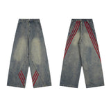 Unisex Jeans American Splicing Old Jeans Loose Casual