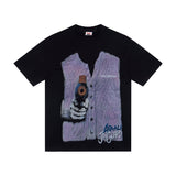 jean snowman printing short sleeve t-shirt christmas co couple outfit