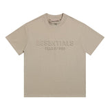 essential double line fog shorts icon laminated stereo letter round neck couple pullover
