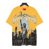gods short-sleeved heavy weight washed fog high street rock band skull pure cottonprinting t-shirt