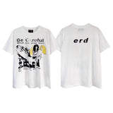 Erd melancholic rich second generation short-sleeved portrait sketch graffiti cross-border new high street loosecasual print