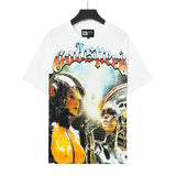 Cross-border foreign trade high version gods short-sleeved heavy weight washed fog high street skull pure cotton printed round