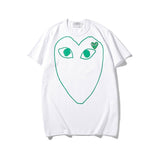 Kawakubo plaloveembroider short-sleeved pure cotton red heart eyes couple t-shirt y star style long sleeves shirt