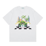 Summer collection: casa casablanca print oversized short-sleeve t-shirt - premium heavyweight cotton