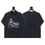 Ready to ship! summer amri high-quality, 100% cotton t-shirt with printed design and washed finish short sleeves