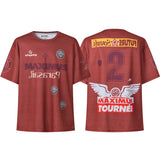 Cross-border american blockcore style patch embroidery t-shirt v-neck sports football uniform mesh quick-drying