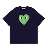 Correct version star kawakubo pla heartembroider short-sleeved pure cotton red heart peach couple t-shirt y