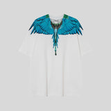 mb short-sleeved python lion head colorful feather wings t-shirt european and american loose couple