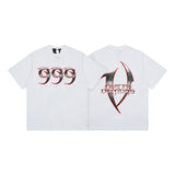 Cross-border supply large v letter lne cherry blossom short half-sleeve sketch embroidery lip print graffiti print short