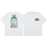 Summer collection: casa casablanca print oversized short-sleeve t-shirt - premium heavyweight cotton