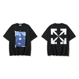 European and american spring/summer ow gradient arrow graphic crew neck short sleeve t-shirt