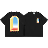 Summer collection: casa casablanca print oversized short-sleeve t-shirt - premium heavyweight cotton