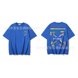 European and american spring/summer ow gradient arrow graphic crew neck short sleeve t-shirt