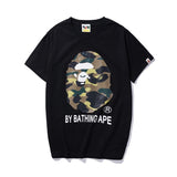 cross-border wholesale japanese style camouflage shark tiger head ape color matching luminous short-sleeved couple loose