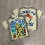 First row american trend high quality washed retro hot diamond casual short-sleeved t-shirt