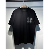 [gram] am flow paint graffiti letter starry sky classic logo print short sleeve couple t-shirt