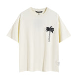 Summer trendy short-sleeve tee with back logo print - couple's fashion