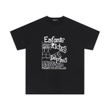 Erd: brooding rich kid - american retro portrait print rock 'n' roll hip-hop pocket oversized short sleeve tee