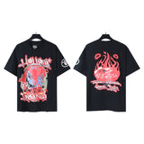 american trend high quality loose t-shirt pure cotton front and rear high-definition printing casualcoupletrendy short sleeves
