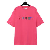 Vtm letter american style no photo printing loose washed distressed short sleeve t-shirt couple outfit
