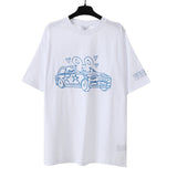 Vtm letter american style no photo printing loose washed distressed short sleeve t-shirt couple outfit