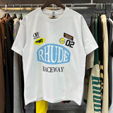 Rhude T Shirts Raceway Printing Cotton Casual Crew Neck Short Sleeve Men and Women