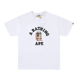 Early spring/summer camo ape head collaboration - little monkey logo print short sleeve couple's trendy tee