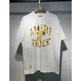 [gram] am peace dove flowing paint graffiti letter starry sky classic logo printing short sleeve couple t-shirt