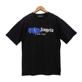 Cross-border pa spray-painted letter short-sleeved palm tree fog high street graffiti logo t