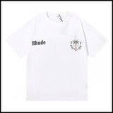 Export wholesale niche american fashion rhu flag floralsprinting double yarn pure cottoncasualloose couple short-sleeved t
