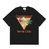 Summer collection: casa casablanca print oversized short-sleeve t-shirt - premium heavyweight cotton