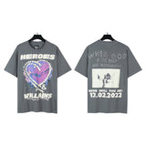 american trend high quality loose t-shirt pure cotton front and rear high-definition printing casualcoupletrendy short sleeves