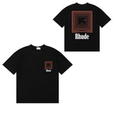 Rhude T Shirts Chevron Red Printed Cotton Casual Short Sleeve Men and Women