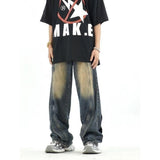 Unisex Jeans American Vintage Loose Design Splicing Jeans