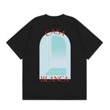 casa casablanca short-sleeved fantasy door letter logo printingstylish round neck short-sleeved t-shirt
