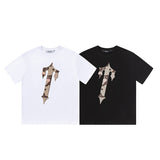 trap gradient letter tiger head short sleeve european and american high street trap star printing t-shirt loose s