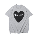 Kawakubo plaloveembroider short-sleeved pure cotton red heart eyes couple t-shirty long sleeves shirt taobao ling