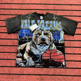 valley washed distressed printed short-sleeved hip-hop loose street t-shirt hooded
