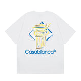 casa casablanca short-sleeved fantasy door letter logo printingstylish round neck short-sleeved t-shirt