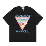 casa casablanca short-sleeved fantasy door letter logo printingstylish round neck short-sleeved t-shirt