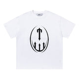 trap gradient letter tiger head short sleeve european and american high street trap star printing t-shirt loose s